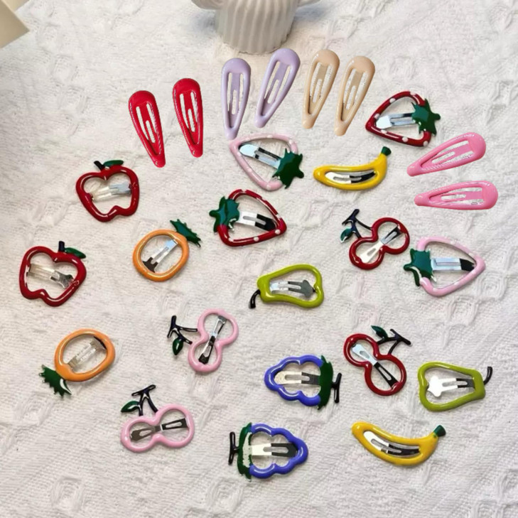 26Pc Cute Fruit Snap Hair Clips For Teen Toddler Baby Girls Women Kids Hair Decor Accessories Eveyday Headwear Back School Gift D