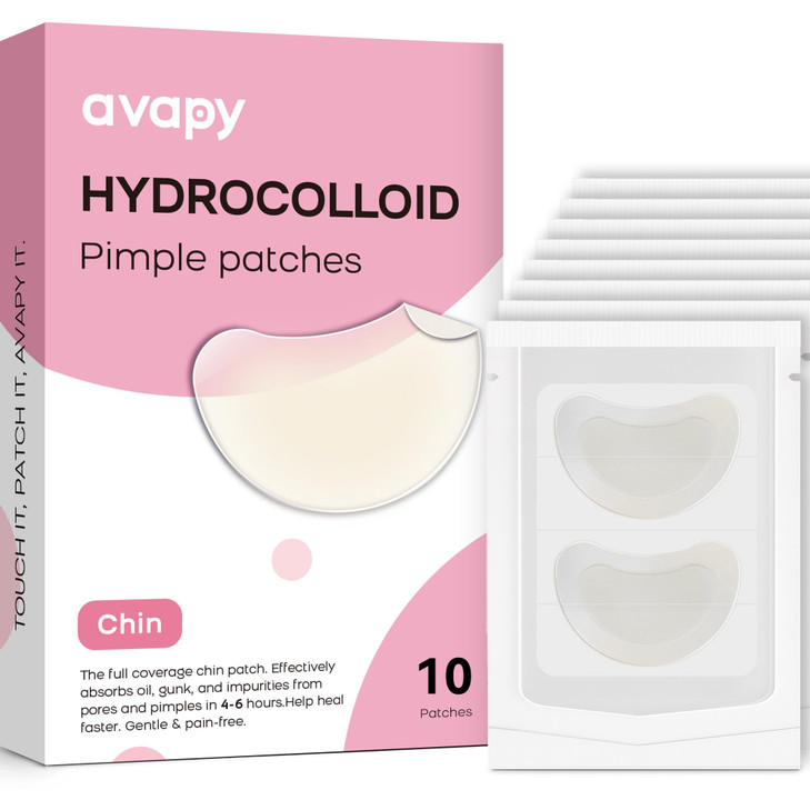 Avapy Hydrocolloid Chin Acne Patches Xl Extra Large Pimple Patches For Face Chin And Body Breakouts Tea Tree And Calendula Oil For Blemish