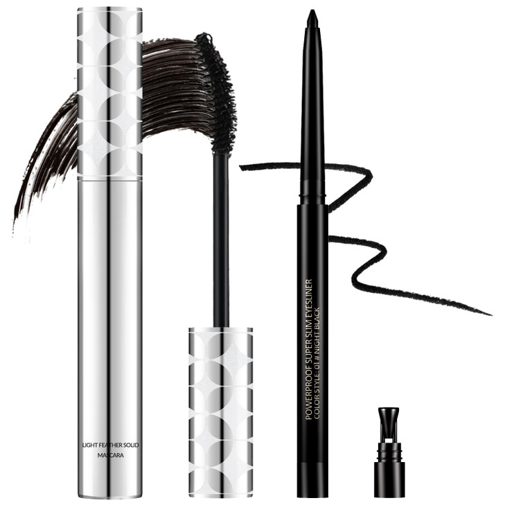 2Pcs Black Mascara For Older Women 60 Plus And Eyeliner Pencil Set Mascara Volume And Length For Mature Women Cream Eye Liner Gel Pencil
