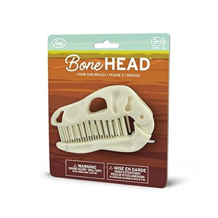 Genuine Fred BONEHEAD Folding Brush and Comb, Fun Dinosaur Design, Hair Care Tool and Detangling Comb, Convenient for Travel and Diaper Bags, Fun Gif