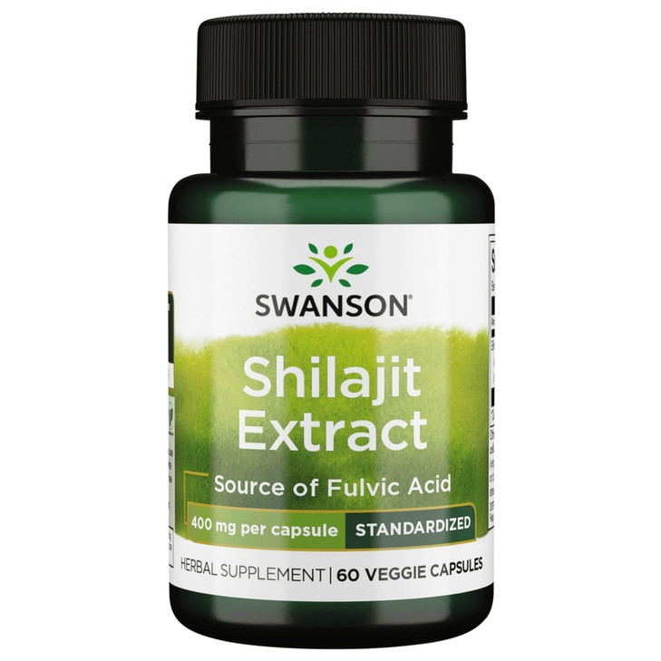 Swanson Shilajit Extract - Herbal Supplement Promoting Cell Growth Support - Natural Formula for Overall Wellness - (400 Milligrams 60 Veg Capsules)
