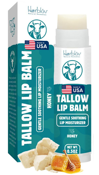 Beef Tallow Lip Balm Natural Tallow Beeswax Chapstick Hydrating Moisturizer Grass Fed Bison Tallow Balm Lip Care Soothes Chapped Dry Lips
