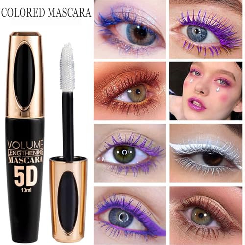 Dlzzrs Purple Mascara For Eyelashes Colorful Waterproof Long Lasting Eye Lash 5D Silk Fiber Lash Smudgeproof Lengthening Defining Curling
