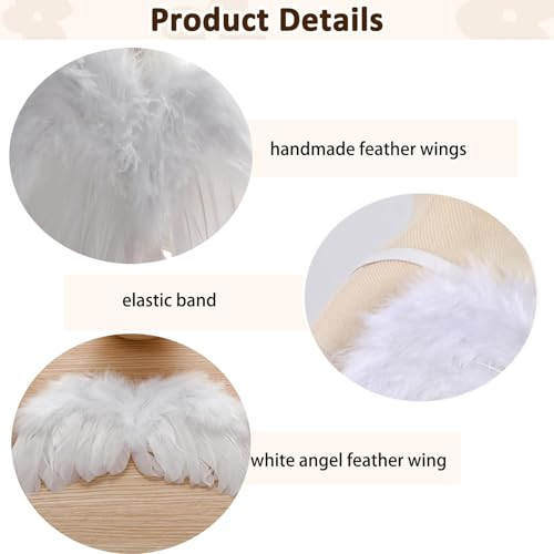 Nuosyi Angel Wings With Gold Unicorn Headband For Newborn Infant Photography Props Soft Fairy Feather Wing For Toddlers Girls Shower Baptism