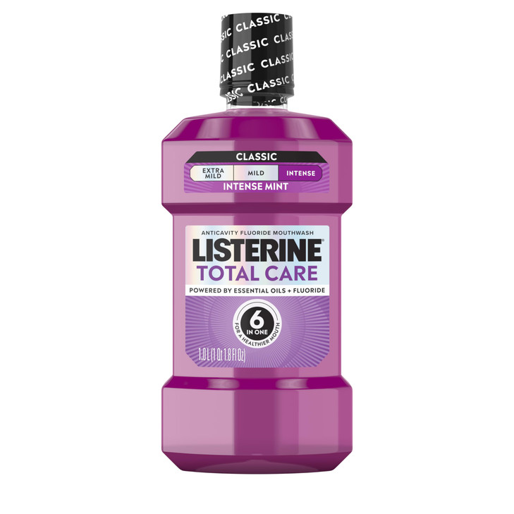 Listerine Total Care Intense Anticavity Fluoride Mouthwash, 6 Benefits in 1 Oral Rinse Helps Kill 99% of Bad Breath Germs, Prevents Cavities, Provide