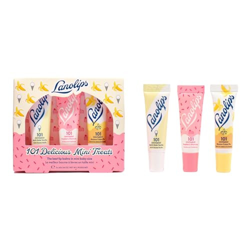 Lanolips 101 Delicious Mini Treats Gift Set Includes 101 Ointment Lanolin Lip Balm In Vanilla Raspberry Shortcake And Banana Cream Pie