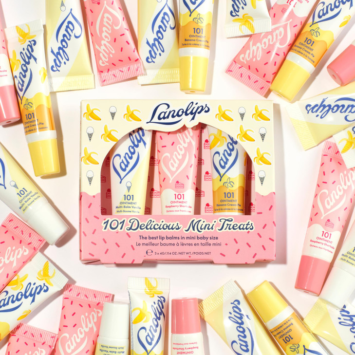 Lanolips 101 Delicious Mini Treats Gift Set Includes 101 Ointment Lanolin Lip Balm In Vanilla Raspberry Shortcake And Banana Cream Pie