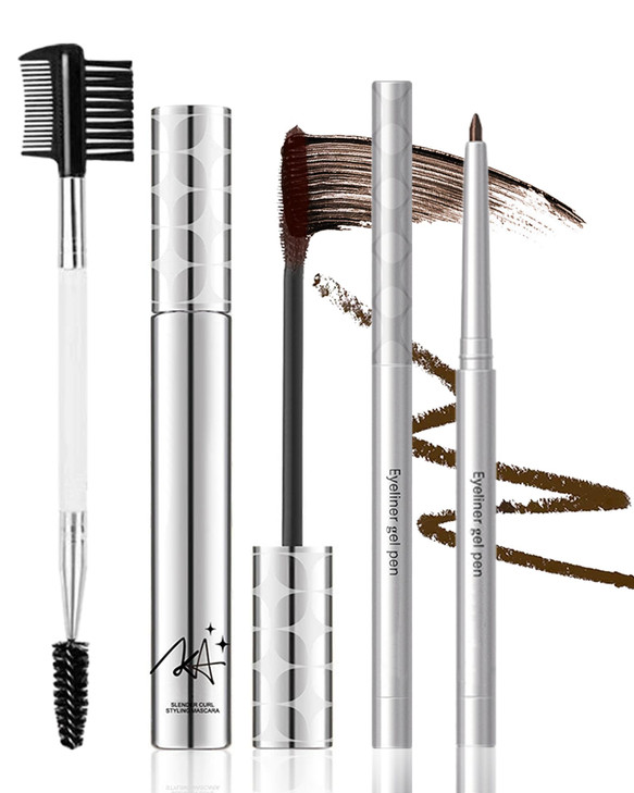Brown Mascara And Waterproof Eyeliner Pencil Set For Older Women 60 Plus Length And Volume Mascara For Mature Women Retractable Eye Liner