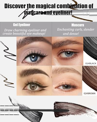Brown Mascara And Waterproof Eyeliner Pencil Set For Older Women 60 Plus Length And Volume Mascara For Mature Women Retractable Eye Liner