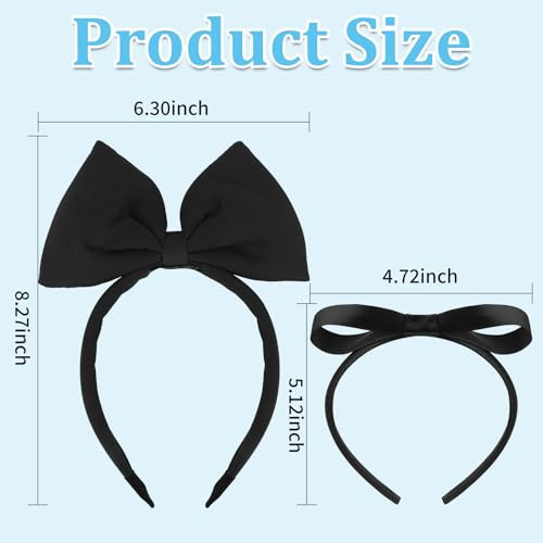 Semato 2 Pcs Black Bow Headband Hair Accessories For Party And Cosplay Christmas Halloween Cosplay Headwear For Women And Girls