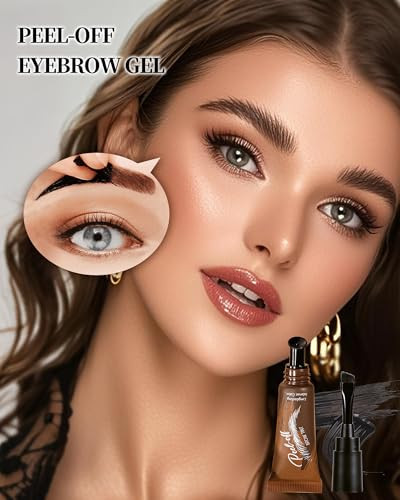 Tattoo Eyebrow Gel Easy Peel Off Tint 2 Pcs Chocolate Waterproof Eye Brow Stain Peel Off Professional Eye Brow Tinting Kit Last Up To 3 Days