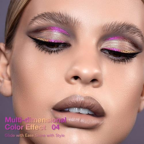 Kaely Chameleon Liquid Eyeliner Glitter Metallic Chrome Eyeliner Liquid Multichrome Eye Liner Waterproof Smudge Proof High Pigmented Makeup