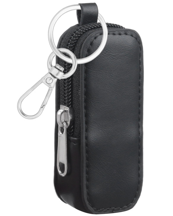 Meiiy Lip Balm Holder Chapstick Holder Keychain Fashion Pu Leather Lipstick Pouch Lip Gloss Holder With Hook Black