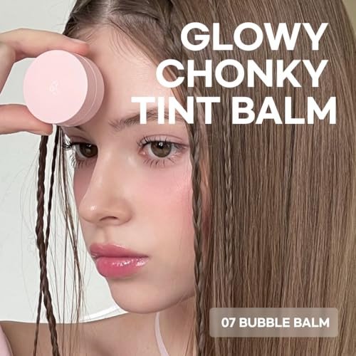 Aou Glowy Chonky Tint Balm 07 Bubble Balm With Built In Silicone Applicator Mess Free Hygienic Design Natural Gloss Instant Hydration For
