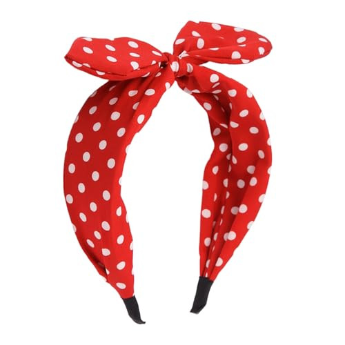 Ikuhrmo Vintage Polka Dot Knot Headband For Women Retro Hairband Red
