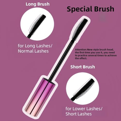 Black Mascara With A Special Brush Head Contains Long And Short Brush For Upper Lower Sparse Eyelashes Long Lasting No Smudge Waterproof And