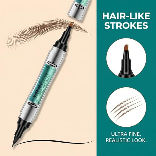 Yemomo 2 In 1 Eyebrow And Eyeliner Ink Pen Four Claw Tip Waterproof Long Lasting Available In Light Brown Dark Brown Grey Black 2 Dark Brown
