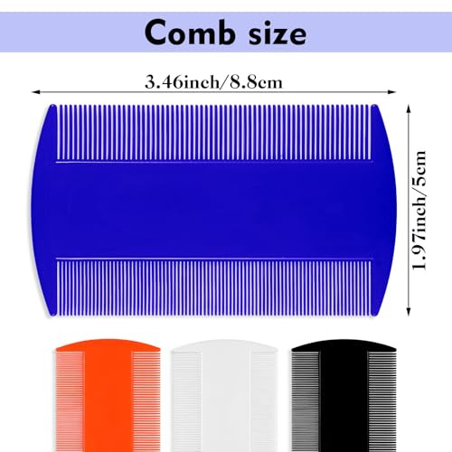 4Pcs Lice Comb Double Sided Fine Tooth Combs Double Sided Lice Flea Combs For All Hair Types White Deep Blue Orange Black