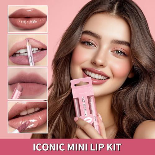 Bekoeen 3Pcs Matte Liquid Lipstick Long Lasting Tinted Lip Balm And Lip Liner Set Hydrating Lip Stain Non Sticky Lip Gloss For Women