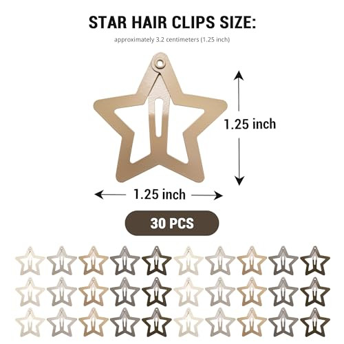 Cptots 30 Pcs Metal Star Hair Clips 2000S Y2K Snap Barrettes 1.25 In Non Slip Star Hair Accessories For Women Matte Multiple Brown