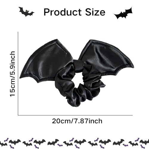 Halloween Bat Hair Scrunchies For Women Goth Hair Accessories Black Bats Headbands Elastic Hair Ties Black Bat Scrunchies Gothic Hairband