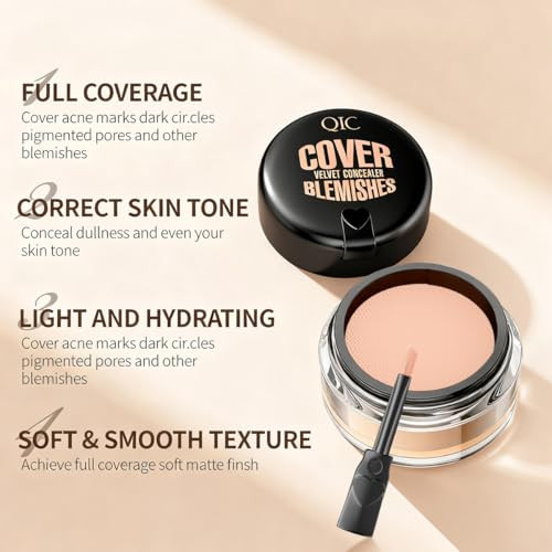 Qic Pot Concealer Full Coverage Under Eye Concealer Waterproof Makeup Concealer To Cover Dark Circles Blemishes Redness And Spots Crease