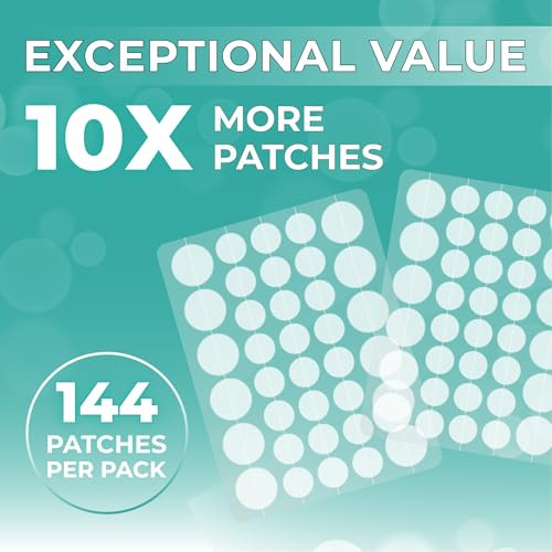 Cornice 144 Count Hydrocolloid Skin Cover Patches Waterproof And Sweat Resistant Multi Size Protective Skin Patches For Teens And Adults