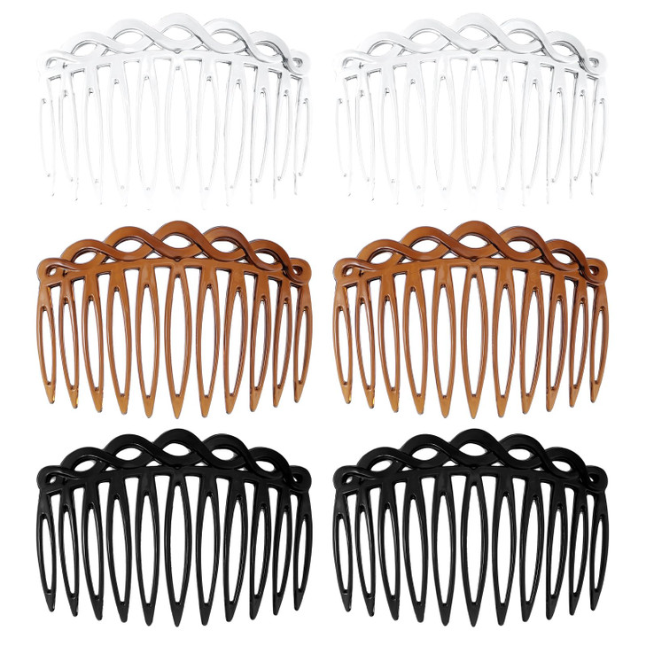 Ymapinc 6Pcs French Hair Combs For Women Resin Decorative Comb Clips Small Hair Styling Tools For Curly Straight Hair Bridal Wedding