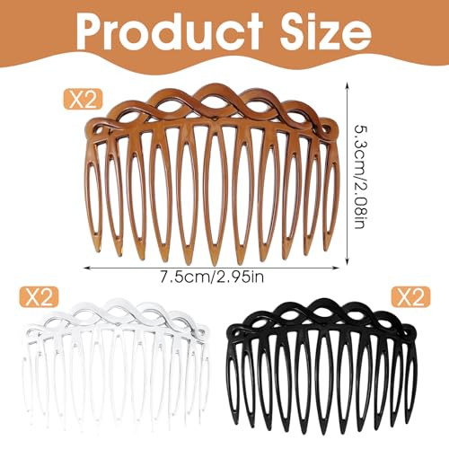 Ymapinc 6Pcs French Hair Combs For Women Resin Decorative Comb Clips Small Hair Styling Tools For Curly Straight Hair Bridal Wedding
