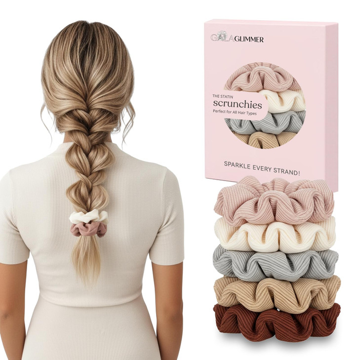 Galaglimmer Scrunchies For Women 3.5 Inch Cotton Scrunchies For Thick Curly Hair No Crease Hair Ties Ideal For Workouts Sports Everyday Wear