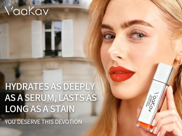 Vaakav Glossy Lip Stain Hydrating Tinted Lip Oil Stain With High Shine Gloss Finish Non Sticky Moisturizing Lip Tint Long Lasting Stain For