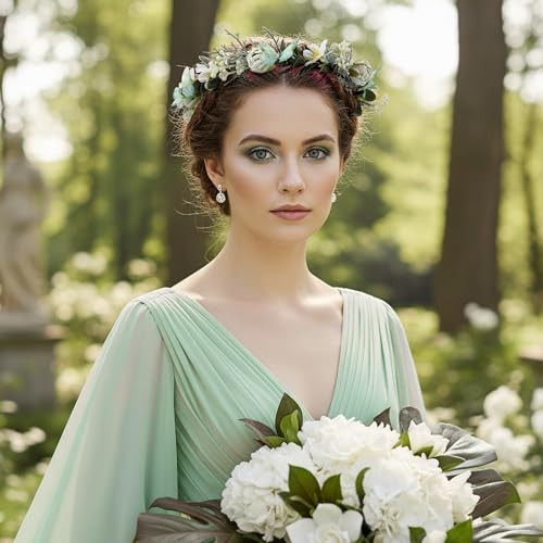 Korvishow Green Butterfly Flower Crown Fairy Woodland Floral Headpiece