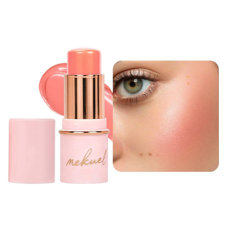 Mekuel Pale Orange Monochrome Cream Blush Stick For Face Contour Natural Blush For Cheeks Buildable Long Lasting Blushstick For All Skin