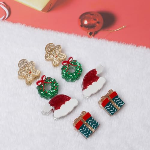 Cuizhiyu Mini Christmas Claw Clips For Girls Cute Santa Hat Hair Clips 8Pk