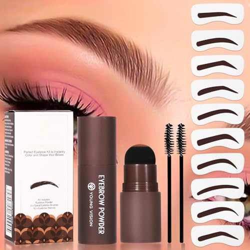 Young Vision Eyebrow Stamp Kit With 10 Eyebrow Stencils And 2 Brushes 03