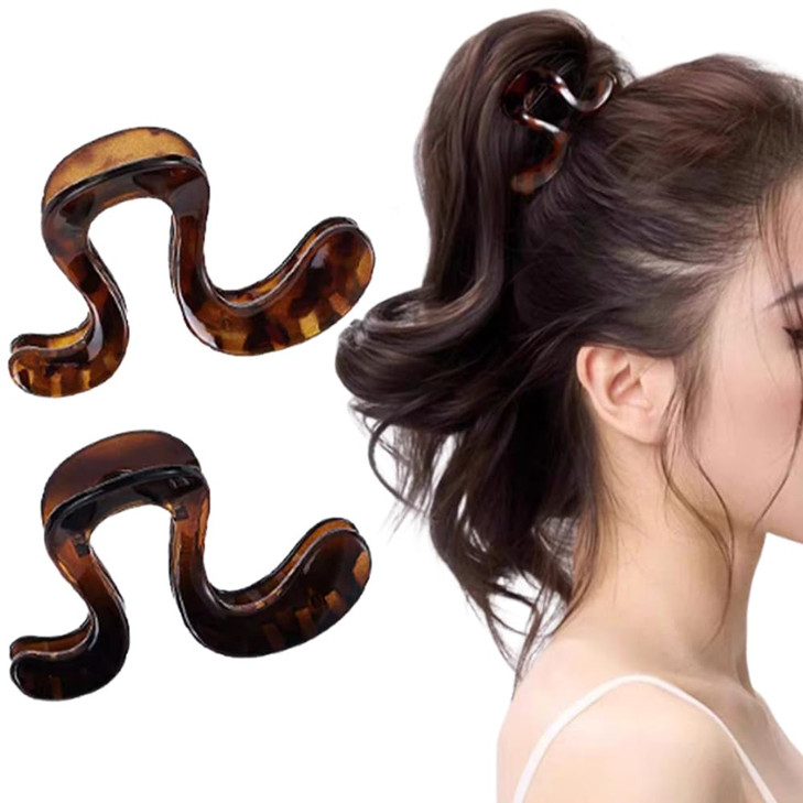Ouliget High Ponytail Holder Hair Claw Clips Leopard French Design Strong Hold Hair Jaw Clips Irregular Acrylic Mini Hair Claws For Thick
