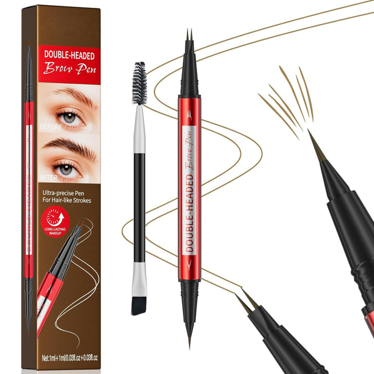Eyebrow Pencils For Women Eyebrow Pen With Dual Brush Tip And Curved Tip For Precise Hair Like Strokes Natural Fuller Looking Brows For All