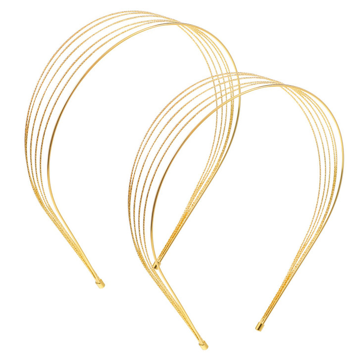 Jxiwfvl 2Pcs Gold Multi Layers Metal Headbands For Women Elegant Gold Thin Headband Metal Layered Hairbands Headpiece Non Slip Hair