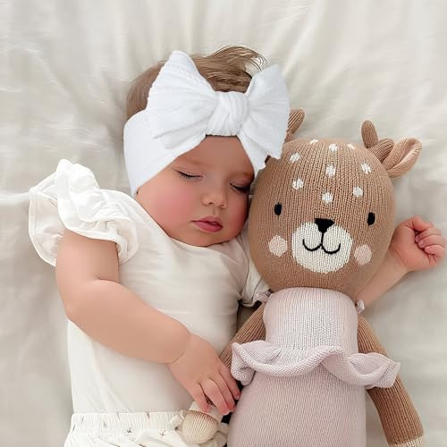 Lemonspace Handmade Baby Girls Headbands With Bows For Newborn Kids White