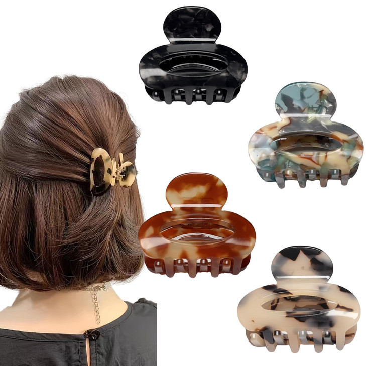 4Pcs Small Claw Clips For Women Medium Claw Clips For Girls Cute 1.8Inch Tortoiseshell Clip For Half Hairstyle For Thick Thin Hair