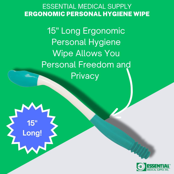 Essential Medical Supply Ergonomic Personal Hygiene Comfort Wipe Tool for Toilet Paper and Wet Wipes - 15in Long Reach Comfort Toilet Aid for Disable