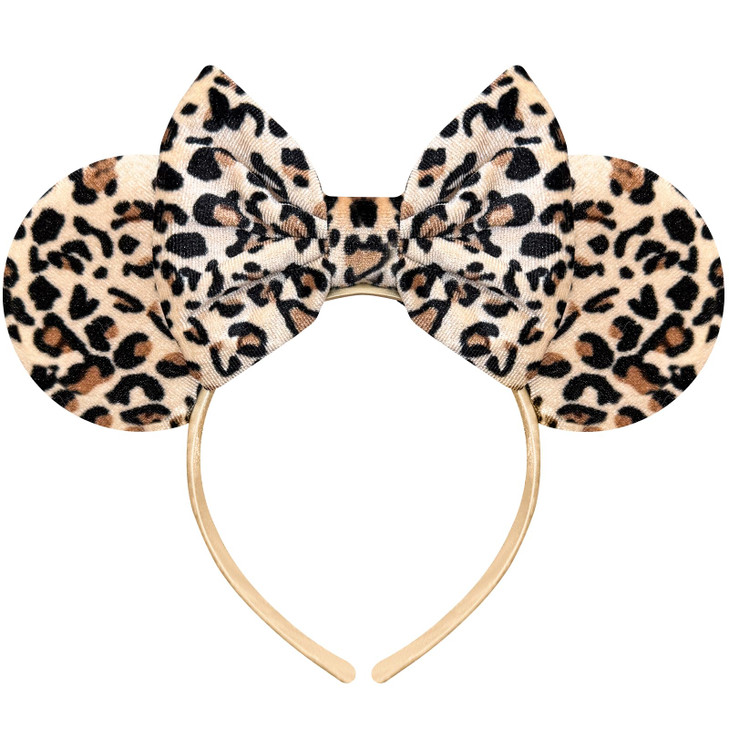 Bmobuo Leopard Print Mouse Ears Headband For Women Leopard Fuzzy Bows