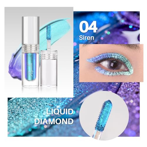 Repulos Multichrome Blue Glitter Eyeshadow Liquid Eye Shadow Lightweight Waterproof Formula Long Wearing Vegan And Quick Drying Iridescent