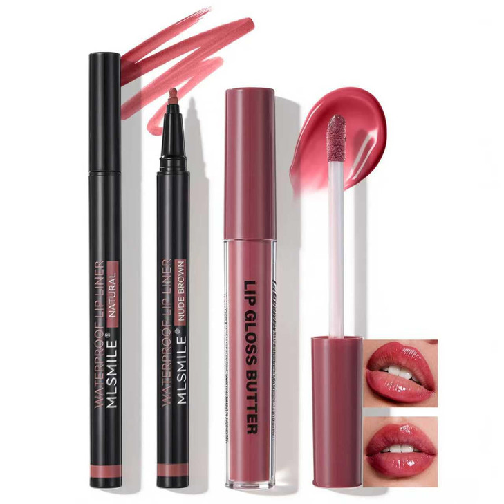 U Shinein Lip Gloss And Lip Liner Combo Set 2Pcs Matte Liquid Lip Liner