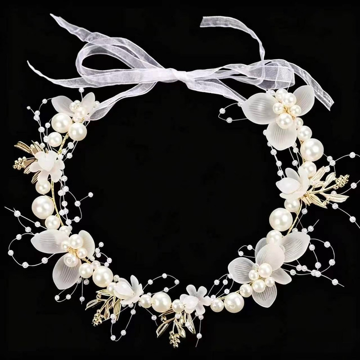 Ihufeather Pearl Headband Bridal Hair Accessories Weddings For First Communion Golden