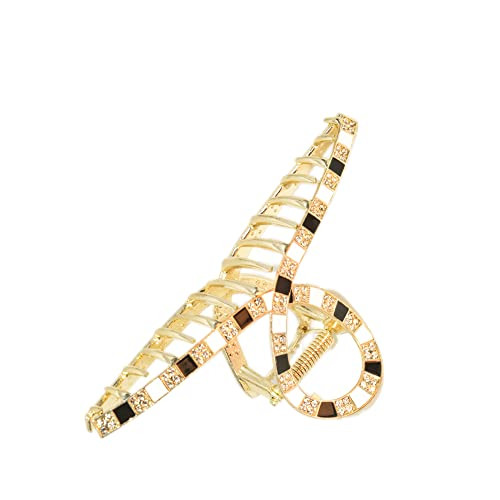Large Metal Hair Claw Clips Black White Full Rhinestone Nonslip Hair Clamps Thick Hair Styling Strong Hold Hair Fashion Hair Accessories
