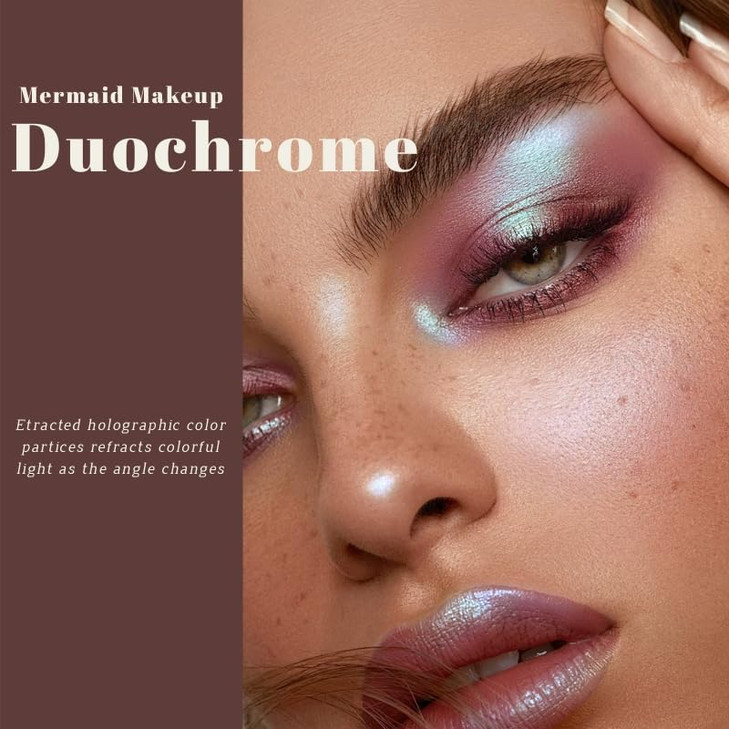 Noerrors Duochrome Plum Mauve Green Blue Glitter Eyeshadow Palette Holographic Chameleon Rich Color Shimmer Metallic Eye Shadow Color Shift