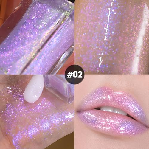 Charmacy Aurora Glitter Moisturizing Lip Gloss Multicolor Shimmer Lip Gloss Hydrating Non Sticky Formula Glitter Lip Glaze Easy To Apply