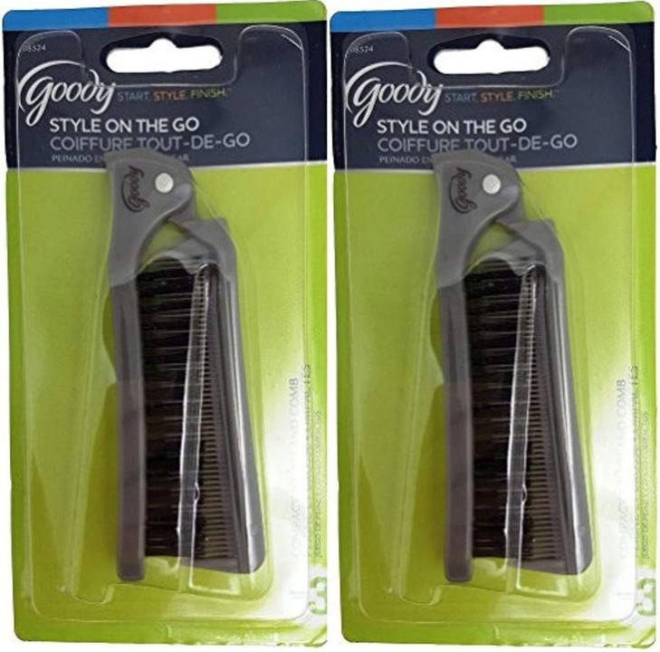 Goody 08524 Style On The Go Compact Brush and Comb Combo (Pack of 2); Maintain Your Look On the Go; Perfect Size for Purse, Pocket or Tote Bag; Measu