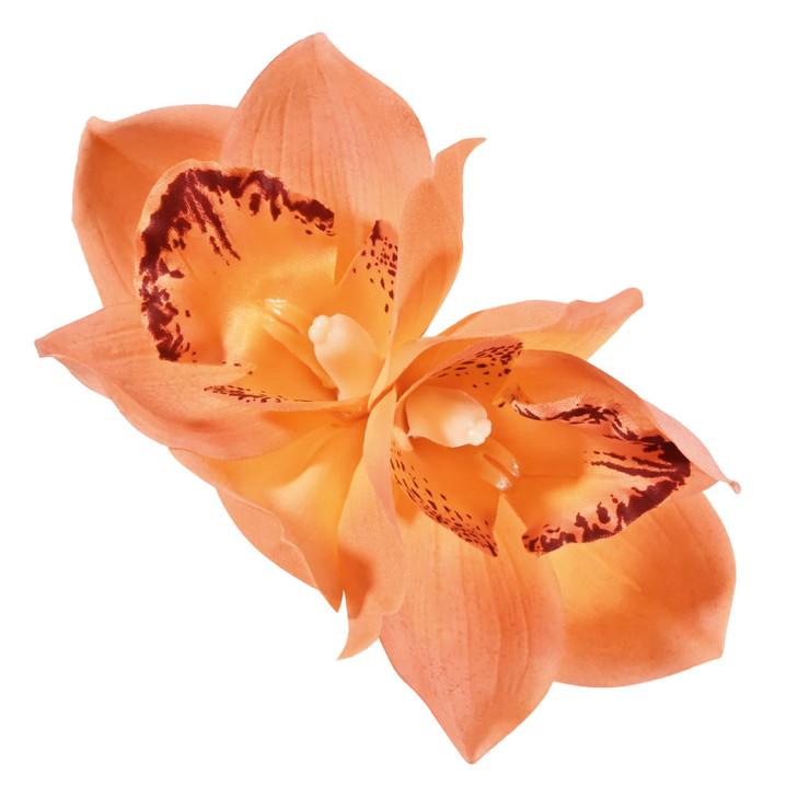 Vividsun Hawaiian Flower Hair Clips Artificial Orchid Flower Hair Clip For Vacation Beach Party Hawaiian Wedding Hair Piece Orange